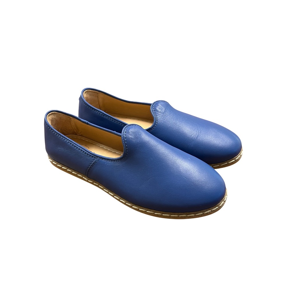 CHARIX Blue Leather Loafers Sz 39 8 Cobalt Artisan Shoes Minimalist Chic Travel